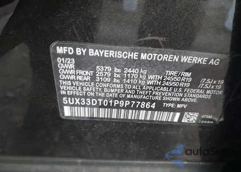 2023 BMW X4 xDrive30I z USA, uszkodzony, nr VIN 5UX33DT03P9S24620